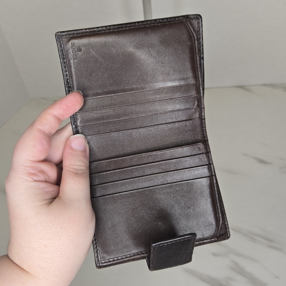 Gucci GG Guccisima Monogram Leather Compact Wallet in Dark Chocolate Brown - Picture 7 of 9